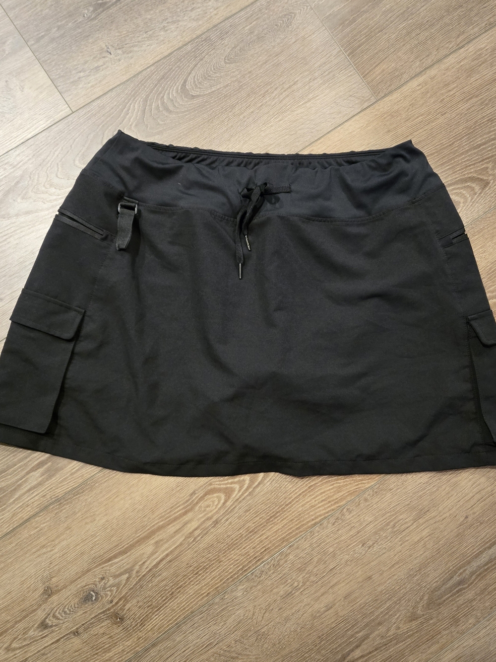Women's Black Active Cargo Skort with Drawstring Waist